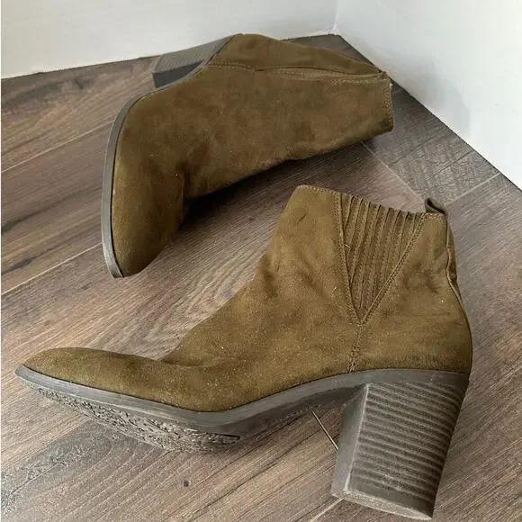 Esprit Brown Reina Pointed Toe Pull On Mid Calf Stacked Heel Boots Size 10 - Picture 8 of 11